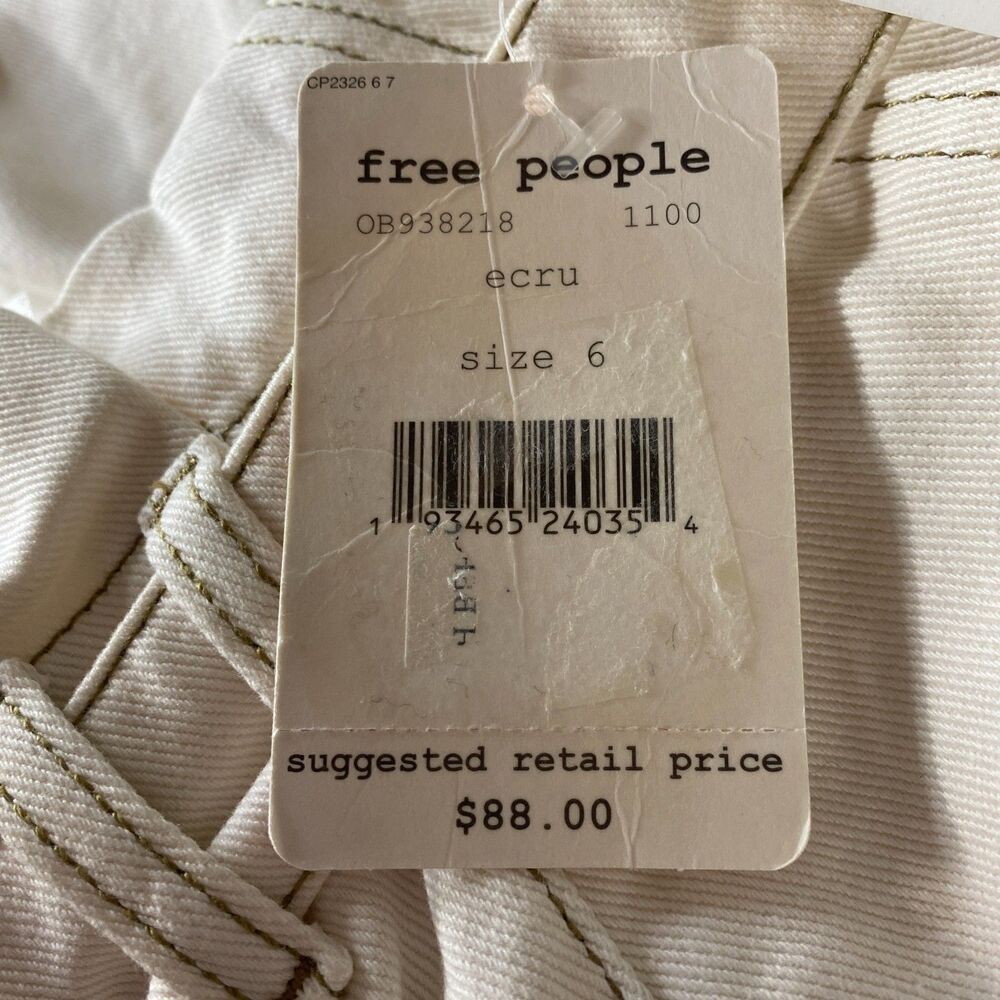 Free People High Waist Shorts in Cream - Picture 3 of 7